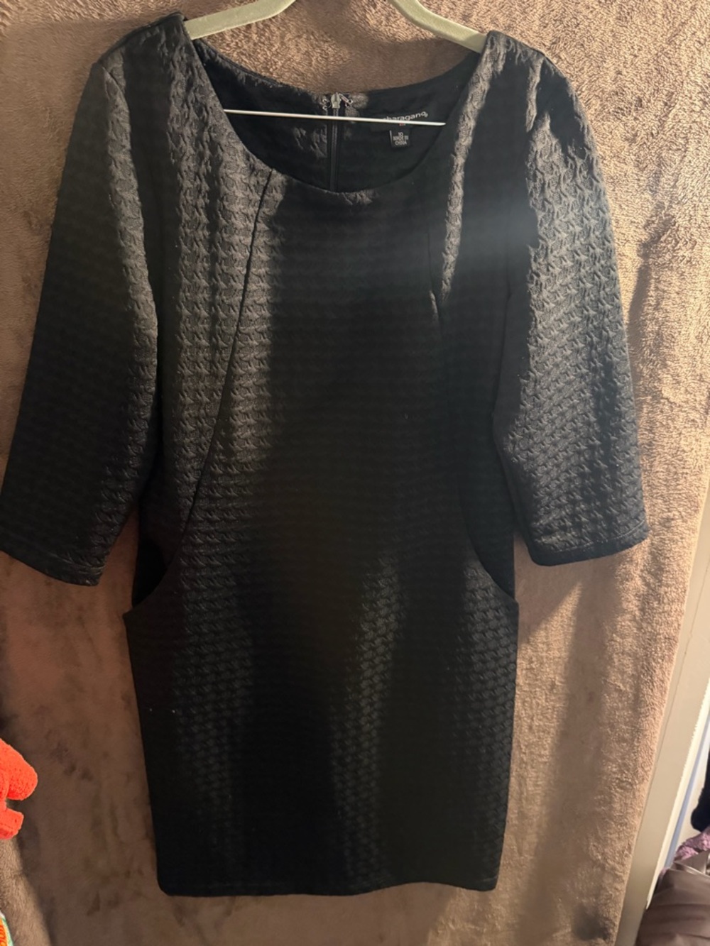 Worthington Black Textured Long-Sleeve Sheath Dress